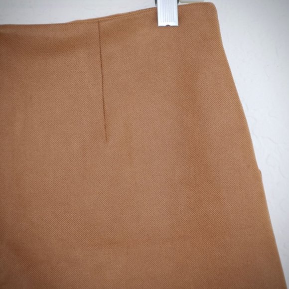 Zara Brown Retro Mini A-line Skirt M Front Pockets Concealed Back Zip Unlined - Picture 5 of 7
